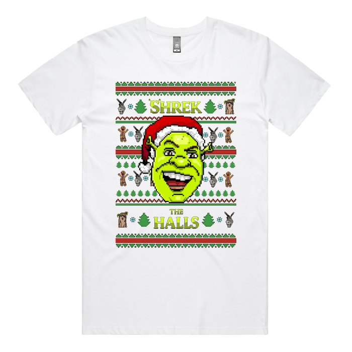 S / White / Large Front Design Shrek The Halls 💚🎄 - Men's T Shirt