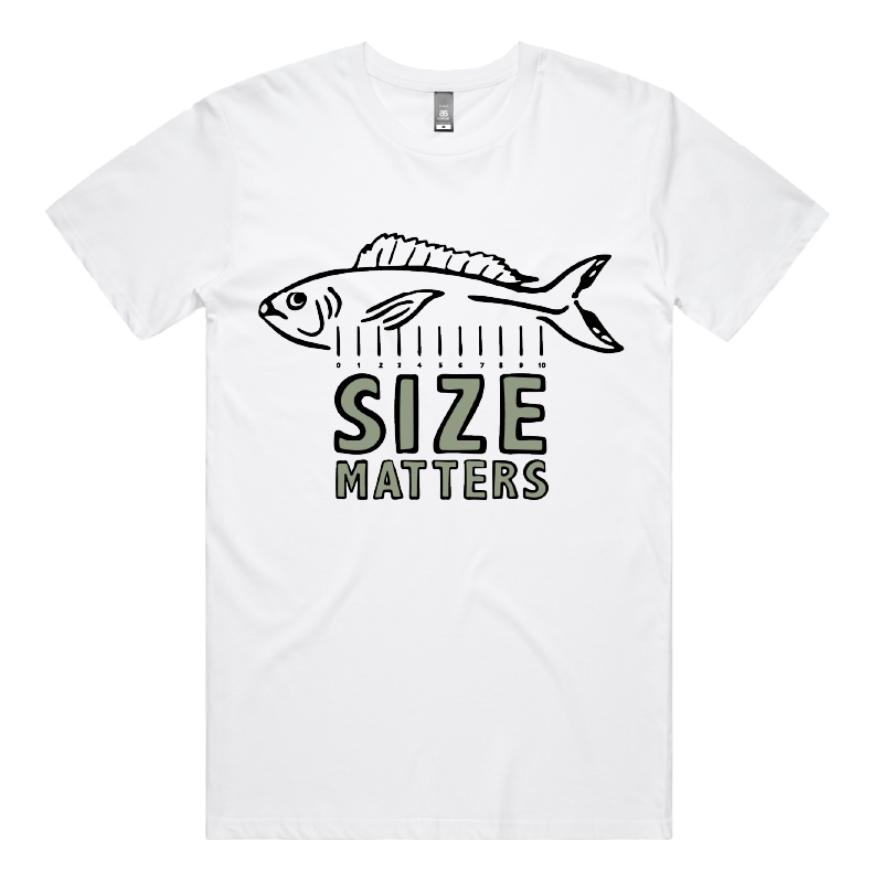 S / White / Large Front Design Size Matters 🐟📏 – Men's T Shirt