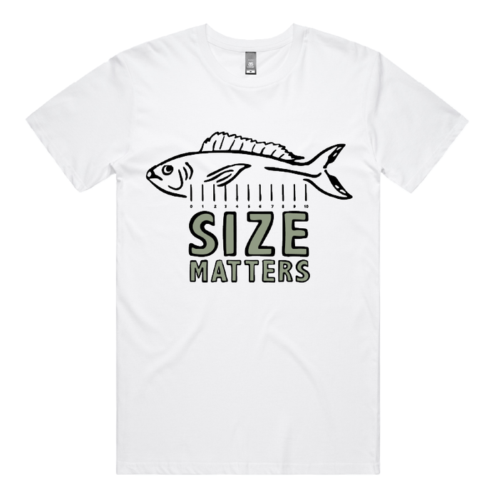 S / White / Large Front Design Size Matters 🐟📏 – Men's T Shirt
