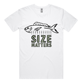 S / White / Large Front Design Size Matters 🐟📏 – Men's T Shirt