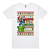 S / White / Large Front Design Super Christmas 🍄🎅 - Men's T Shirt