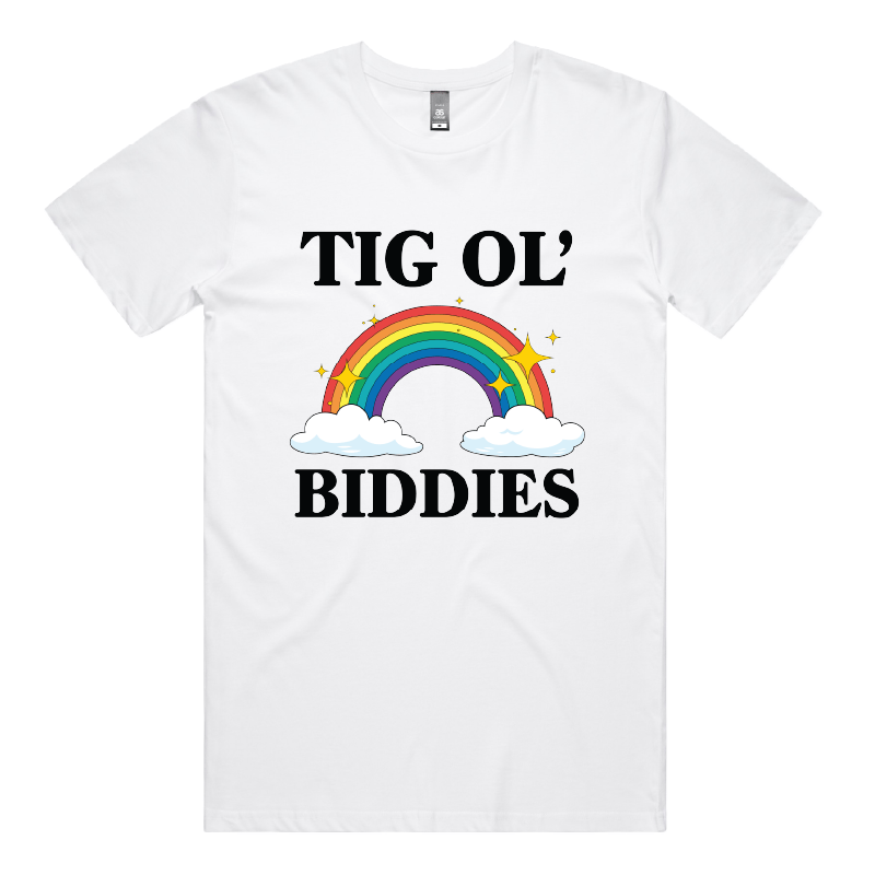 S / White / Large Front Design Tig Ol’ Biddies 🍒🤤 - Men's T Shirt