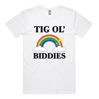 S / White / Large Front Design Tig Ol’ Biddies 🍒🤤 - Men's T Shirt
