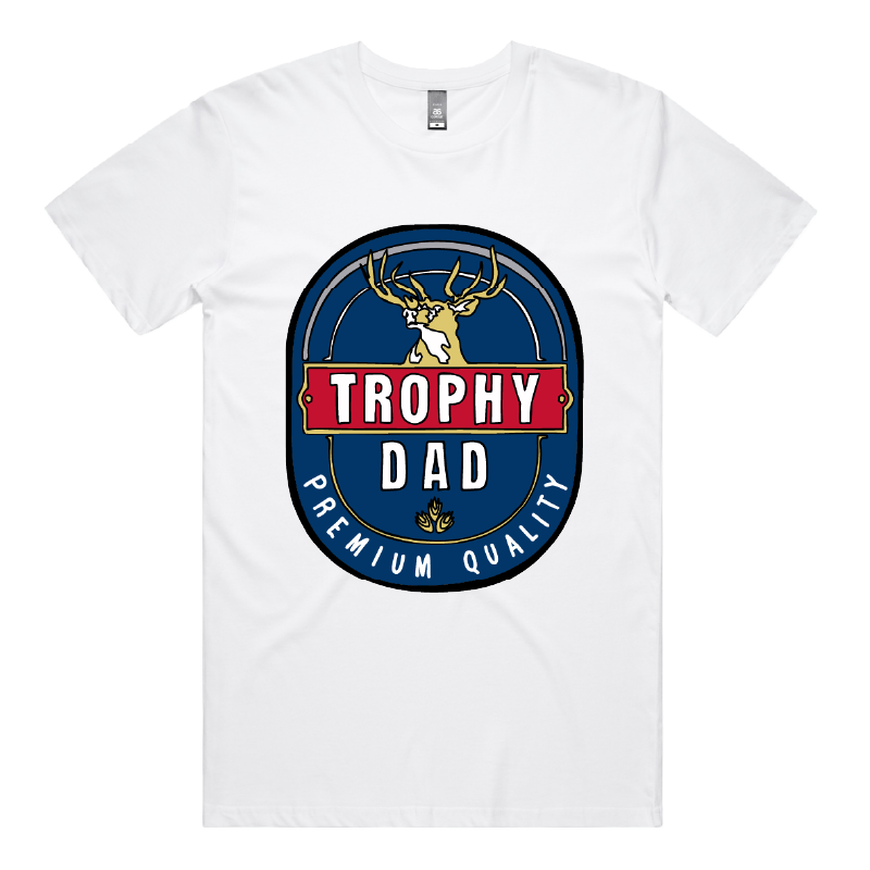 S / White / Large Front Design Trophy Dad 2heys 🍺🏆 – Men's T Shirt