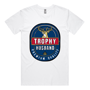 S / White / Large Front Design Trophy Husband 2heys 🍺🏆 – Men's T Shirt