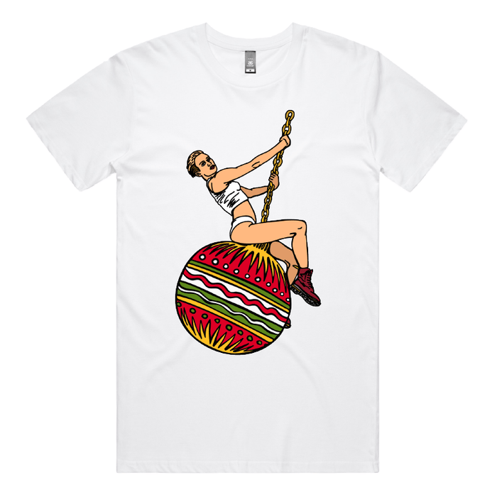 S / White / Large Front Design Wrecking Bauble 🎄💥 - Men's T Shirt