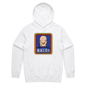 S / White / Large Front Print Baldi 👨🏻‍🦲✂️ – Unisex Hoodie