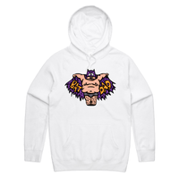 S / White / Large Front Print Bat Dad 🦹🏻‍♂️⚾️ - Unisex Hoodie
