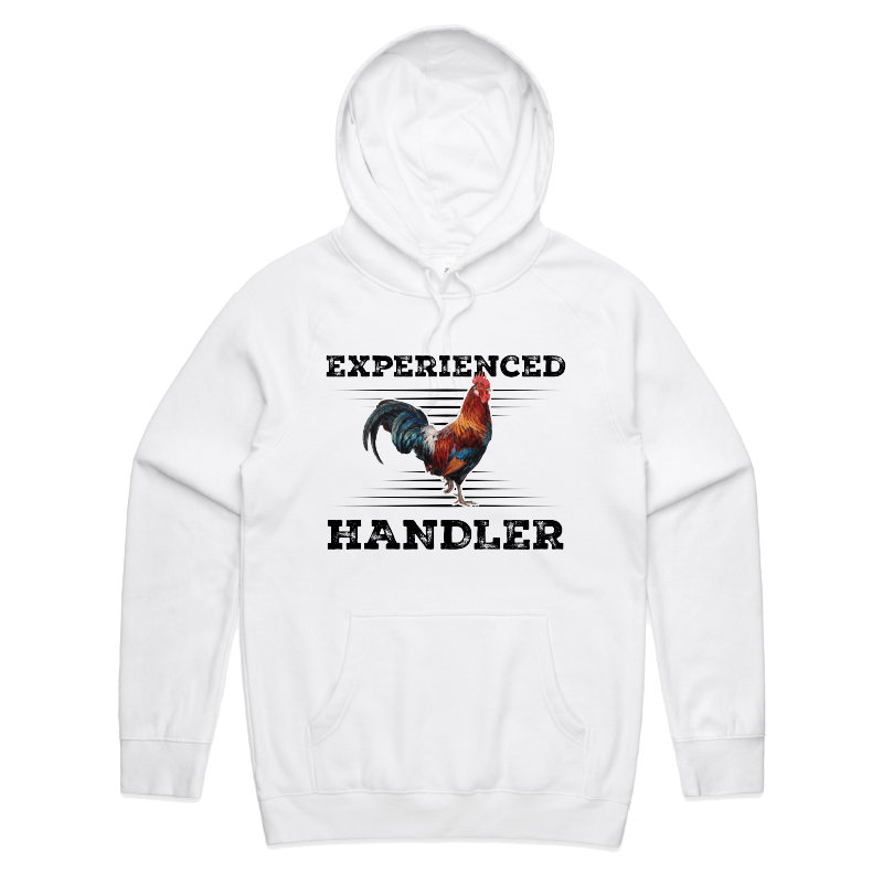 S / White / Large Front Print Experienced 🐔 Handler - Unisex Hoodie