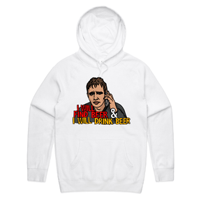 S / White / Large Front Print I will find beer 🔭🍻 - Unisex Hoodie