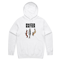 S / White / Large Front Print Master Baiter 🎣 - Unisex Hoodie