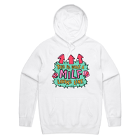S / White / Large Front Print MILF Looks Like 👆 – Unisex Hoodie