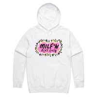 S / White / Large Front Print Milf'n Ain't Easy 👩🎖️ – Unisex Hoodie