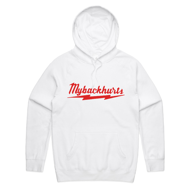 S / White / Large Front Print My Back Hurts 🧰 – Unisex Hoodie