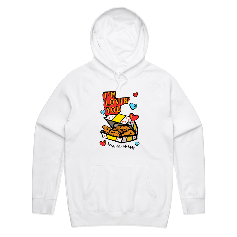 S / White / Large Front Print Nugget Love 🍗💞 – Unisex Hoodie