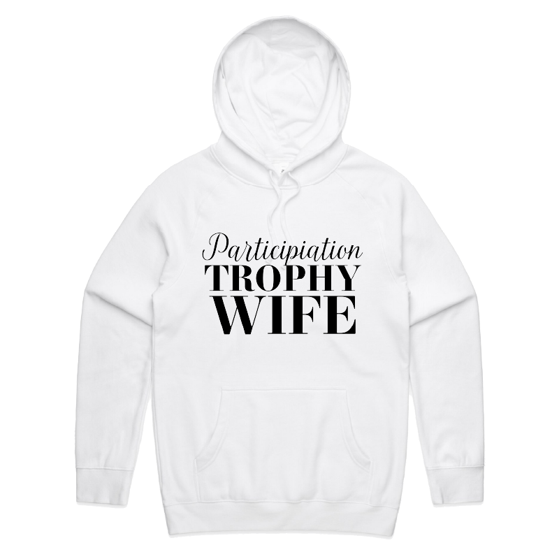 S / White / Large Front Print Participation Wife 👩🥈 – Unisex Hoodie