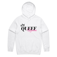 S / White / Large Front Print Queef Queen 💨👑 - Unisex Hoodie