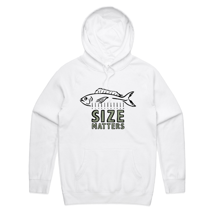 S / White / Large Front Print Size Matters 🐟📏 – Unisex Hoodie