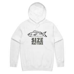 S / White / Large Front Print Size Matters 🐟📏 – Unisex Hoodie