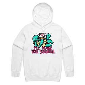 S / White / Large Front Print Squirtle Love ❤️💦 – Unisex Hoodie