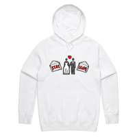 S / White / Large Front Print Stay or Leave? 💌💔 – Unisex Hoodie