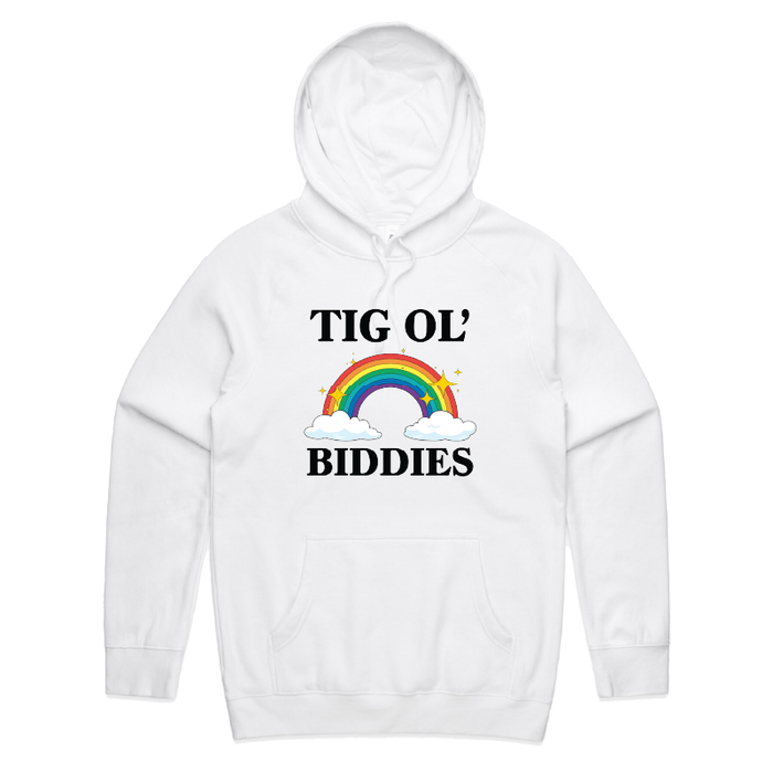 S / White / Large Front Print Tig Ol’ Biddies 🍒🤤 - Unisex Hoodie