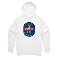 S / White / Large Front Print Trophy Dad 2heys 🍺🏆 – Unisex Hoodie