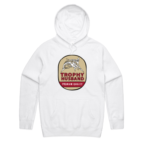 S / White / Large Front Print Trophy Husband Northern 🍺🏆 – Unisex Hoodie