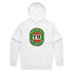 S / White / Large Front Print Trophy Husband Victor Bravo 🍺🏆 – Unisex Hoodie