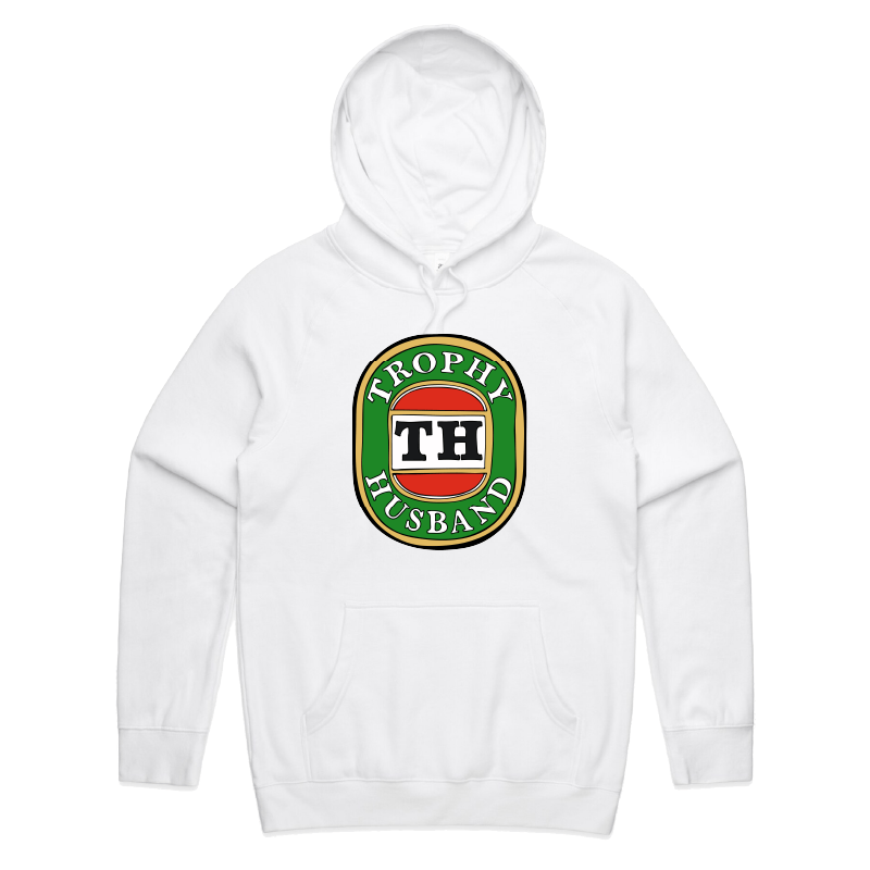 S / White / Large Front Print Trophy Husband Victor Bravo 🍺🏆 – Unisex Hoodie