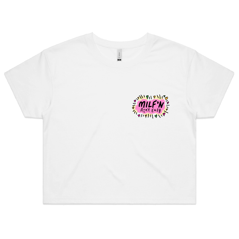 S / White Milf'n Ain't Easy 👩🎖️ – Women's Crop Top