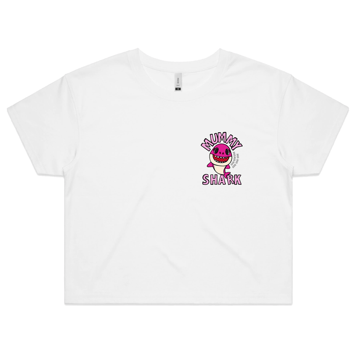S / White Mummy Shark 🦈 - Women's Crop Top