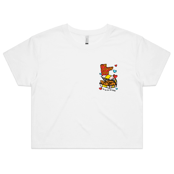 S / White Nugget Love 🍗💞 – Women's Crop Top