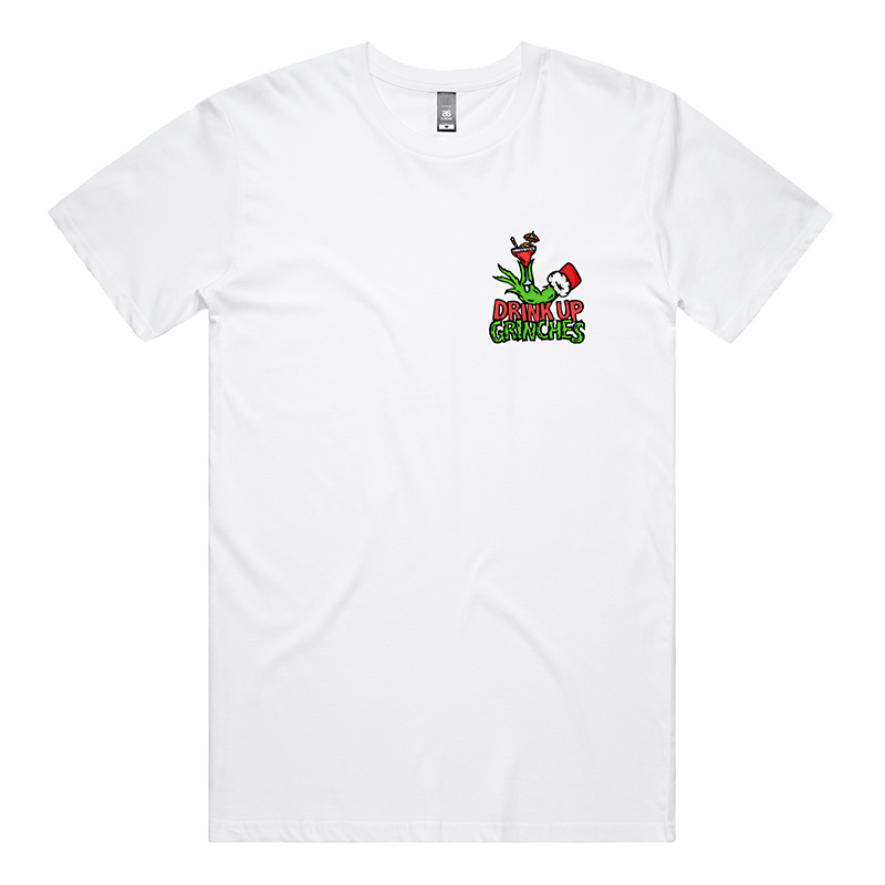 S / White / Small Front Design Drink Up Grinches 😈🎄 - Men's T Shirt