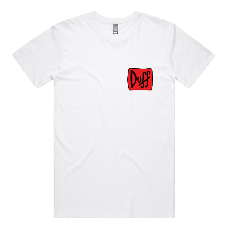 S / White / Small Front Design Duff 👨‍🦲🍻 - Men's T Shirt