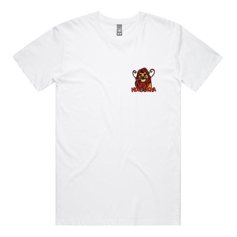 S / White / Small Front Design Moustacha 🦁👨 - Men's T Shirt