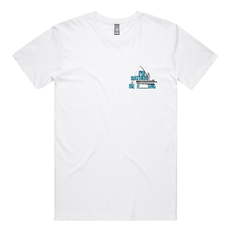 S / White / Small Front Design Rather Be Fishing 🐟🍆 - Men's T Shirt