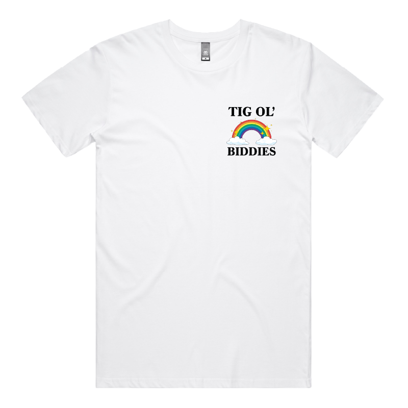 S / White / Small Front Design Tig Ol’ Biddies 🍒🤤 - Men's T Shirt
