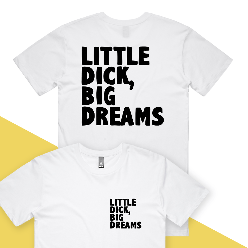 S / White / Small Front & Large Back Design Big Dreamer 🍆💭 – Men's T Shirt