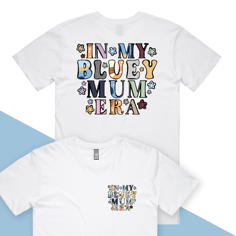 S / White / Small Front & Large Back Design Bluey Mum Era – Men's T Shirt