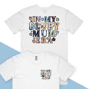 S / White / Small Front & Large Back Design Bluey Mum Era – Men's T Shirt