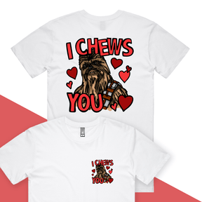 S / White / Small Front & Large Back Design Chewie Love 💈🌹 – Men's T Shirt