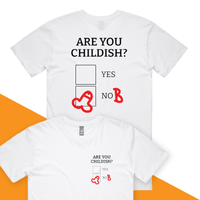 S / White / Small Front & Large Back Design Definitely Not Childish 📋🖕 - Men's T Shirt