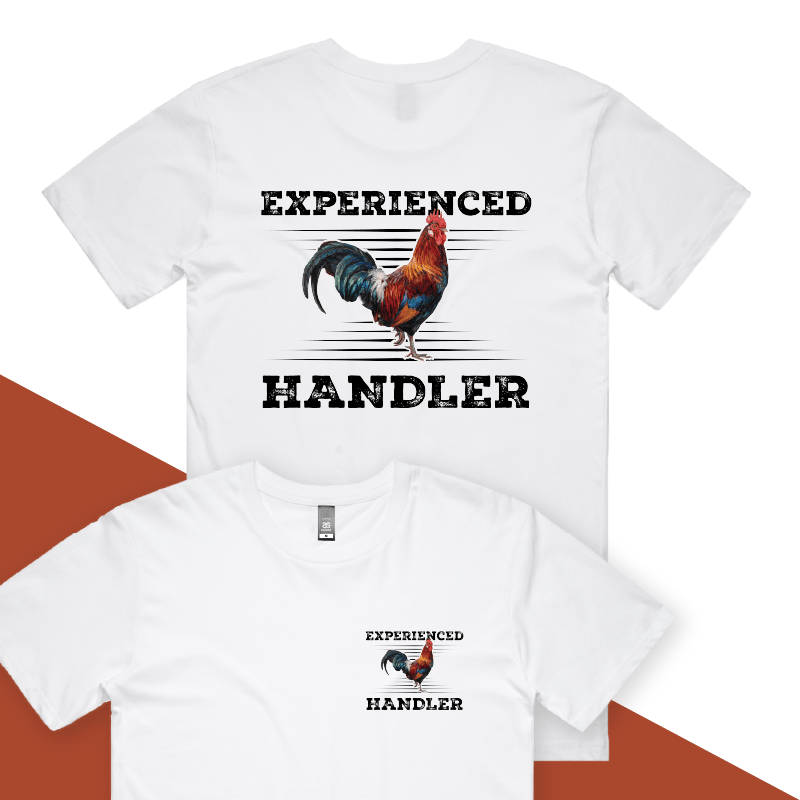 S / White / Small Front & Large Back Design Experienced 🐔 Handler - Men's T Shirt