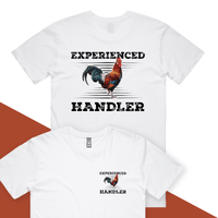 S / White / Small Front & Large Back Design Experienced 🐔 Handler - Men's T Shirt