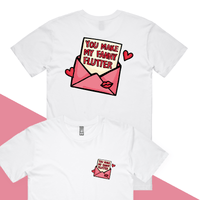 S / White / Small Front & Large Back Design Fanny Flutter 🦋 – Men's T Shirt