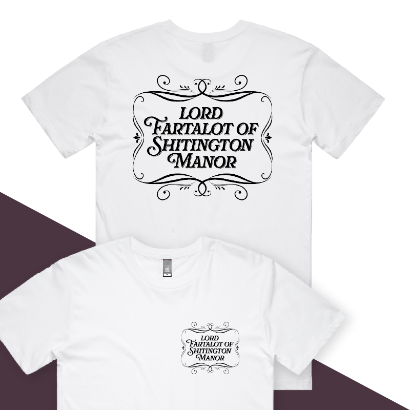 S / White / Small Front & Large Back Design Lord Fartalot 👑💨 – Men's T Shirt