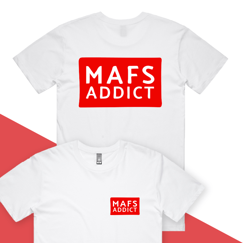 S / White / Small Front & Large Back Design MAFS Addict 💍🕊️ – Men's T Shirt