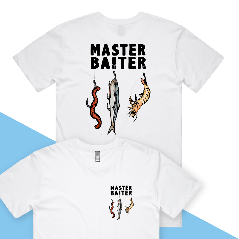 S / White / Small Front & Large Back Design Master Baiter 🎣 - Men's T Shirt