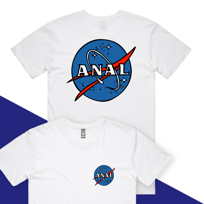 S / White / Small Front & Large Back Design N-ASS-A 🪐 – Men's T Shirt